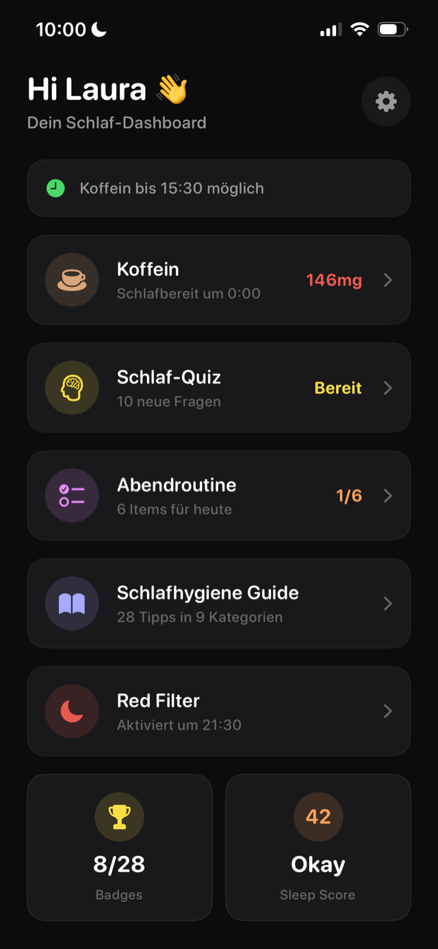 Das Schlaf-Dashboard der Duskly App